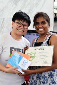 FuelFit Woodlands Komalaa receives her award